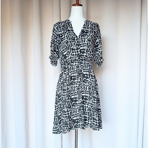 ba&sh Oia Knee Length Printed Black and White Dress, size S - Picture 2 of 8